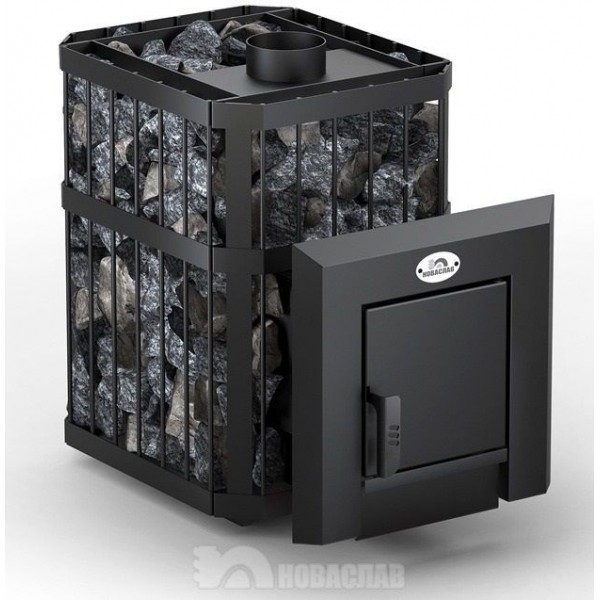 Дров'яна піч для лазні Новаслав до 18м3, Пруток ПКС - 02П (виносна топка, каміння 120 кг)