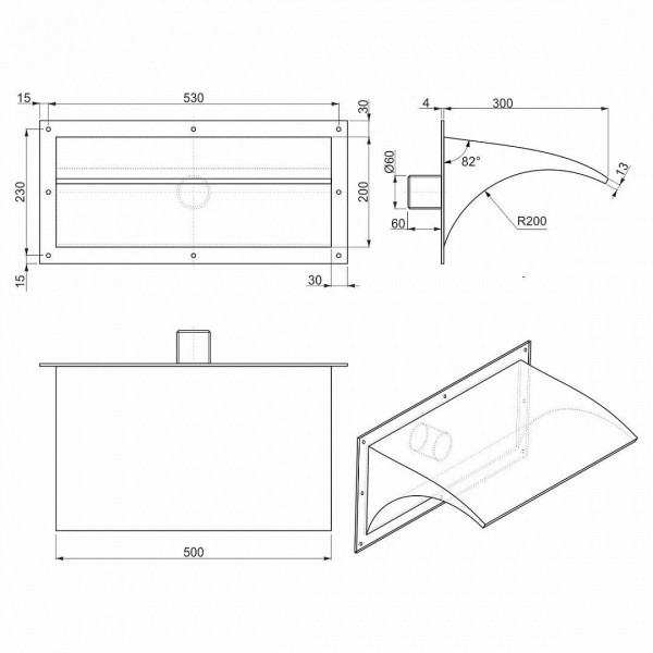 Стіновий водоспад для басейну Aquaviva AISI 304 (300x800 мм)